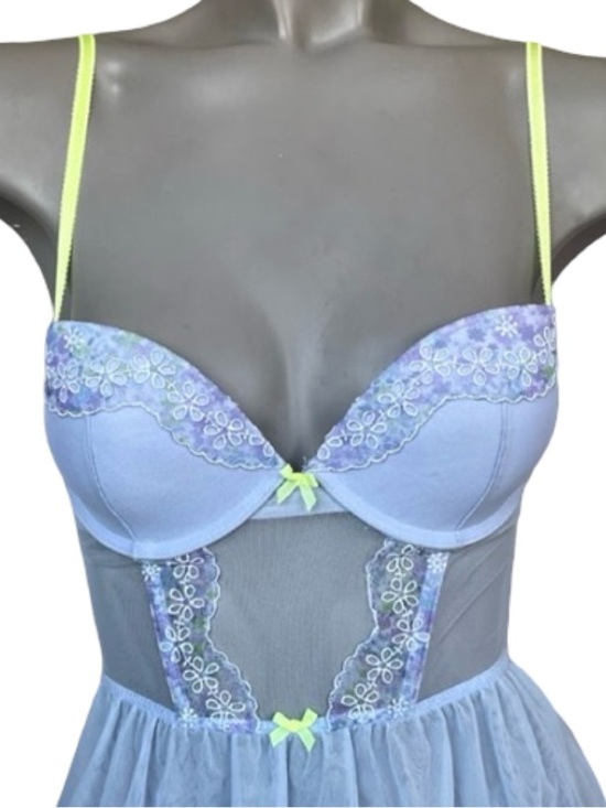 Victoria's Secret Other - Victoria's Secret Fairycore Babydoll Embroidered Teddy Chemise Lingerie Blue